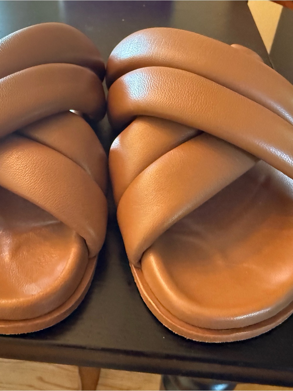 Anine Bing Cognac Padded Crossover Slide Sandals 39 - Picture 3 of 6